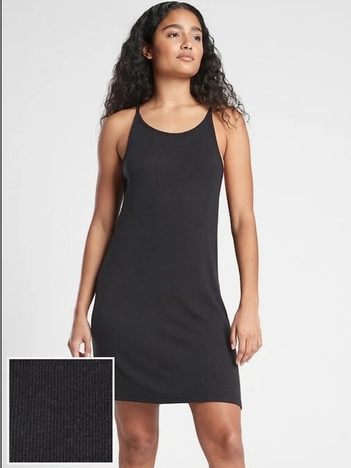 Athleta Well Rested Rib Sleep Dress Small Black Soft Nightgown